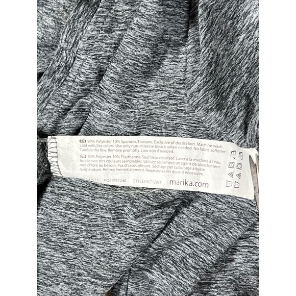 Marika Women's Gray Heather V-Neck Long Sleeve Activewear Top Open Back Medium - Picture 4 of 9